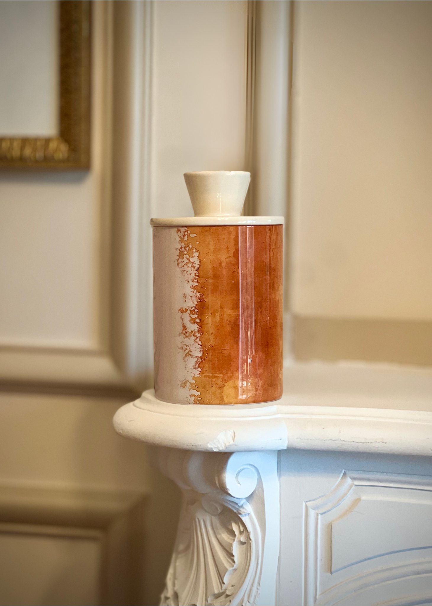 Vase décoratif orange artisanal idée cadeau